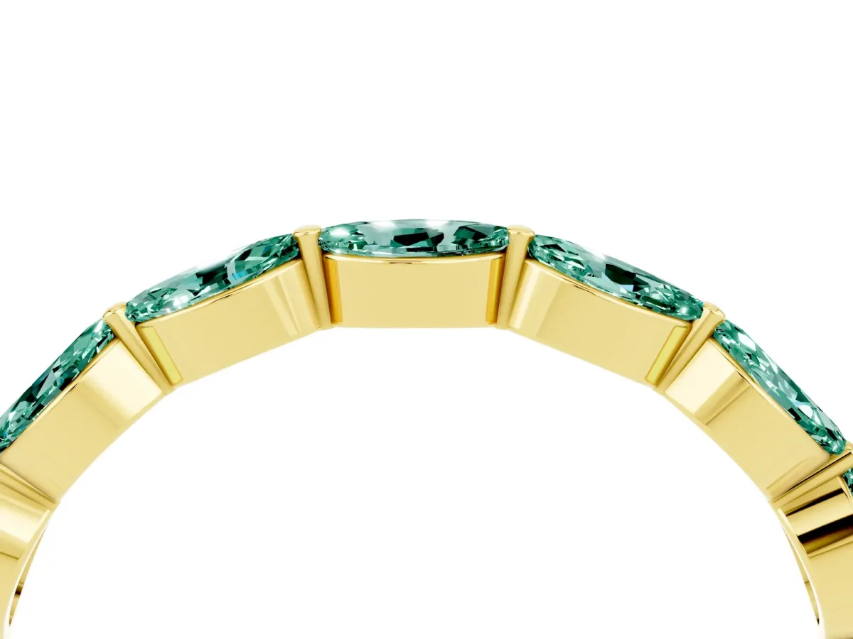 Marquise Green Sapphire Half Eternity Band with Prong Setting Yellow gold