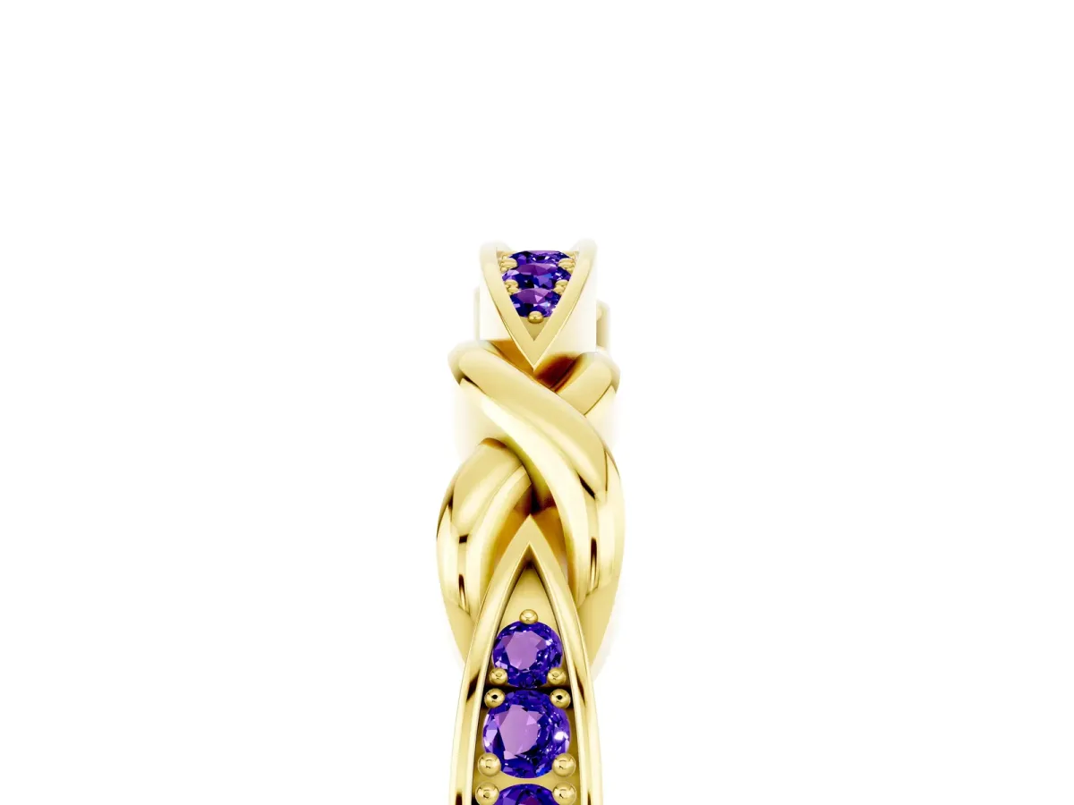 Twisted Marquise Tanzanite Pavé Band with Shared Prong Setting Yellow gold