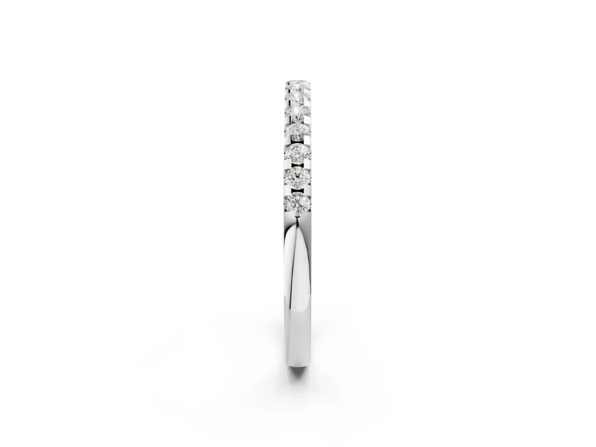 Round Diamond Half Eternity Band with Pavé Setting and Shared Prong White gold