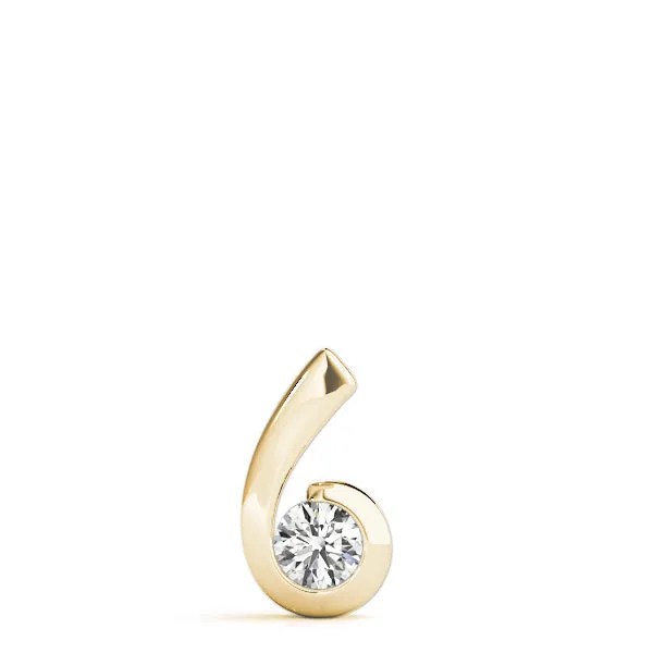 Round Diamond Bezel Set Swirl Pendant Yellow gold