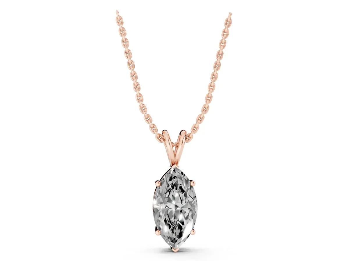 Marquise Diamond Solitaire Pendant with Prong Setting Rose gold