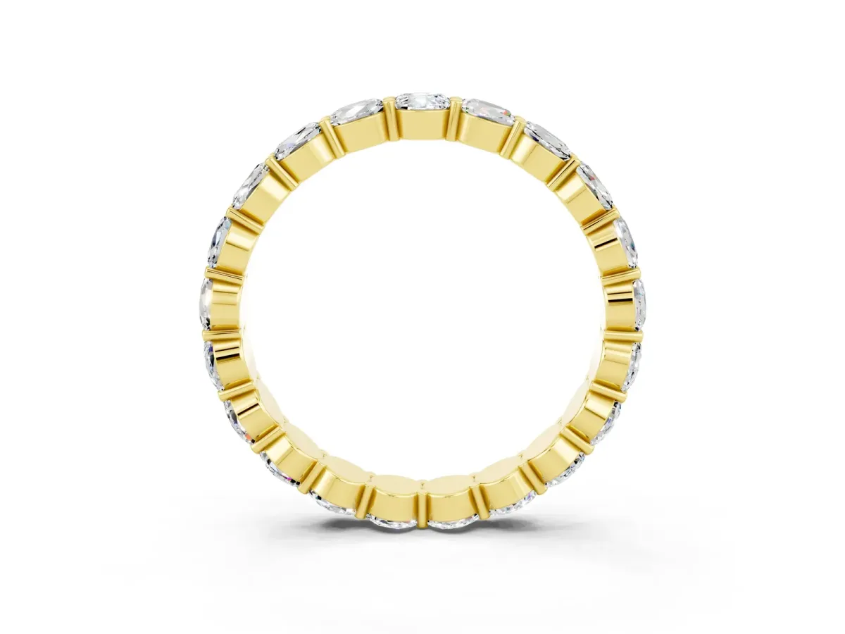 Round Moissanite Eternity Band with U-Prong Setting Yellow gold