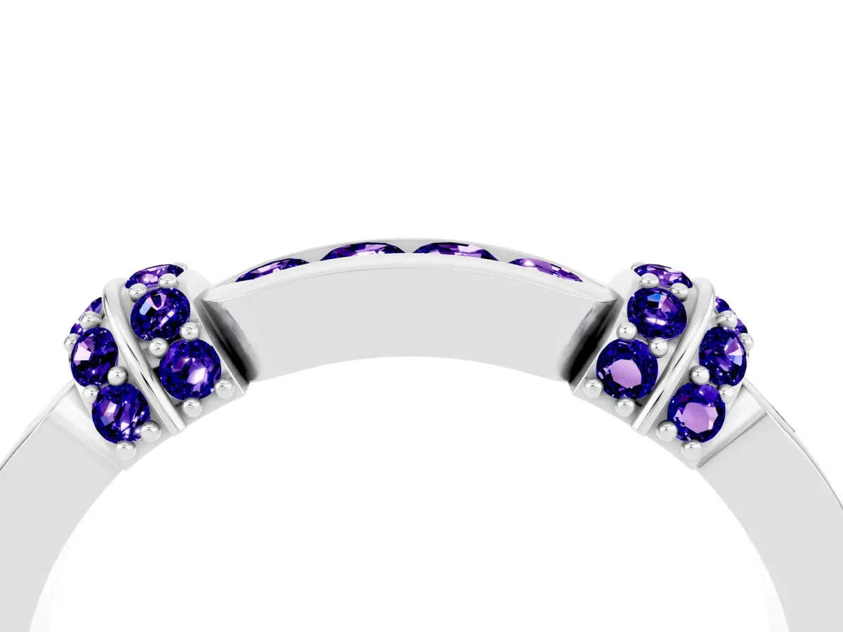 Pavé Round Tanzanite Link Band with Bezel Setting Platinum