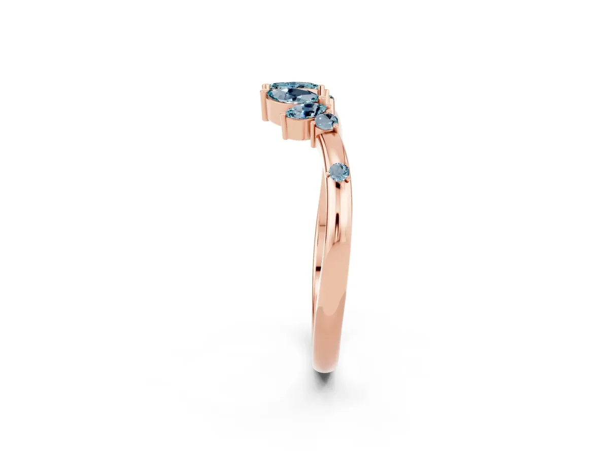 Open Marquise Cluster Aquamarine Band with Prong Setting Rose gold