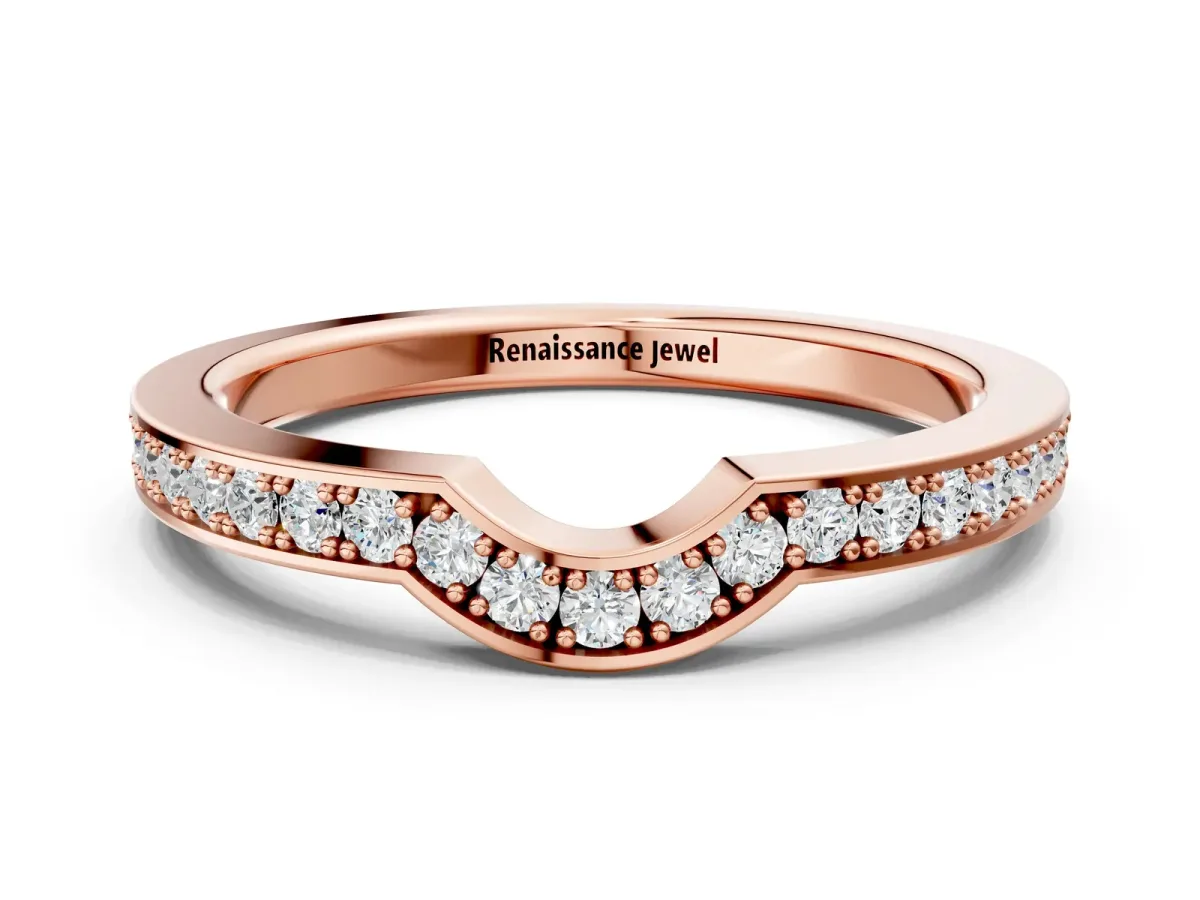 Pavé Round Diamond Contour Band with Channel Setting Rose gold