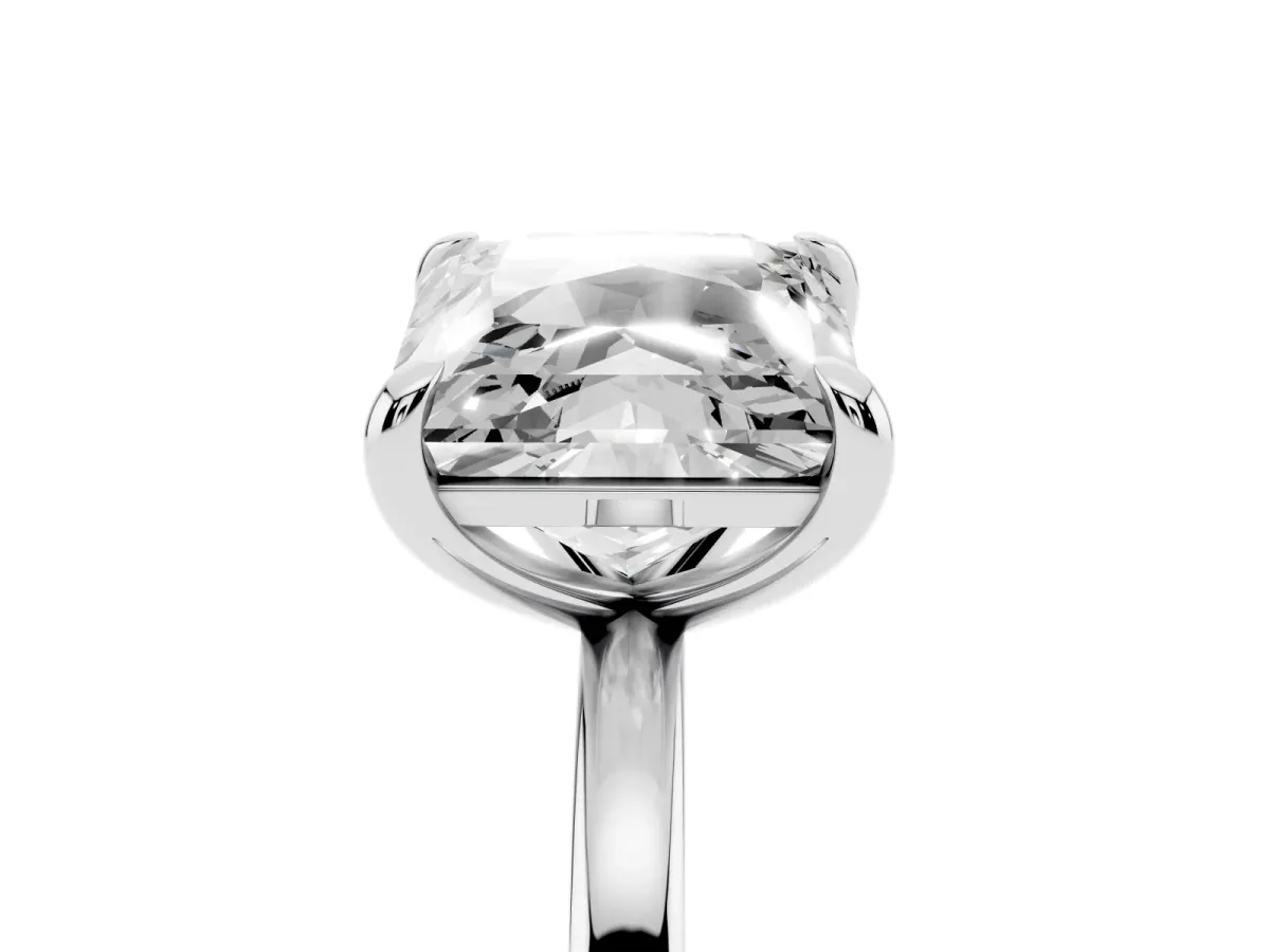 Cushion and Princess Toi Moi Ring with Prong Setting and Plain Band Silver