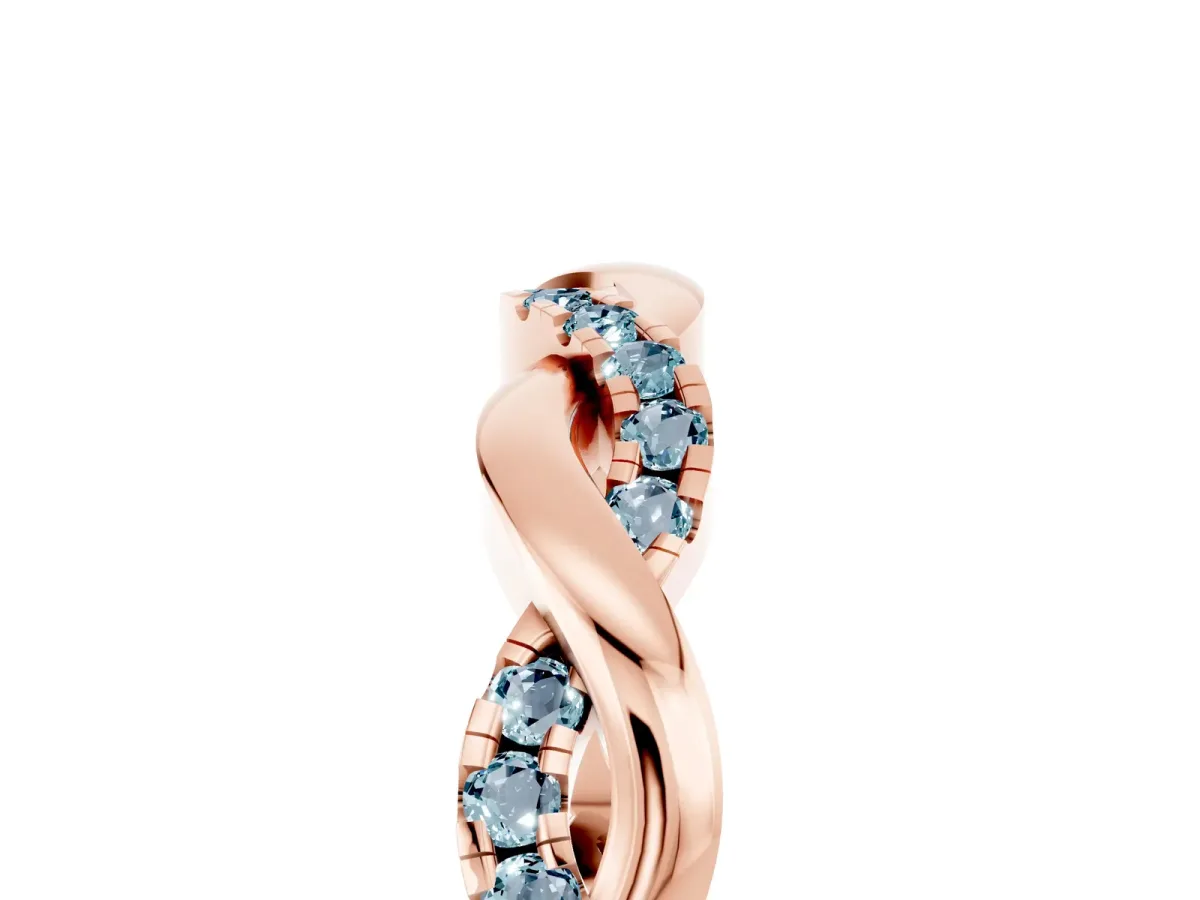 Round Aquamarine Twist Eternity Band with Pavé Setting Rose gold