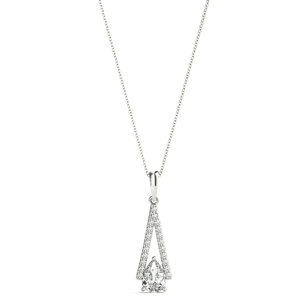 Pavé Marquise Prong Pendant Silver