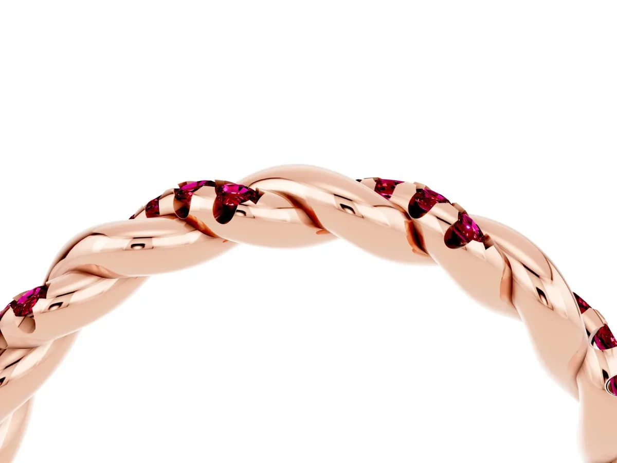 Twisted Pavé Round Garnet Eternity Band Rose gold