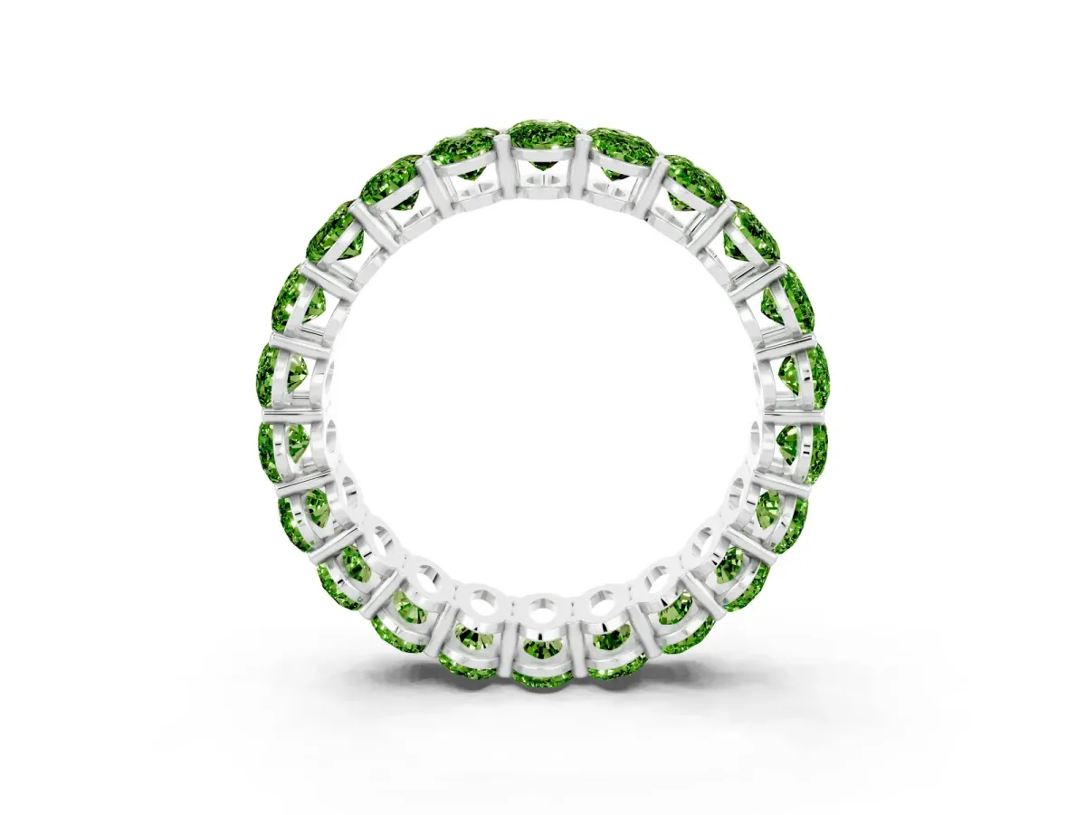 Oval Cut Peridot Eternity Band with Shared Prong Setting Silver