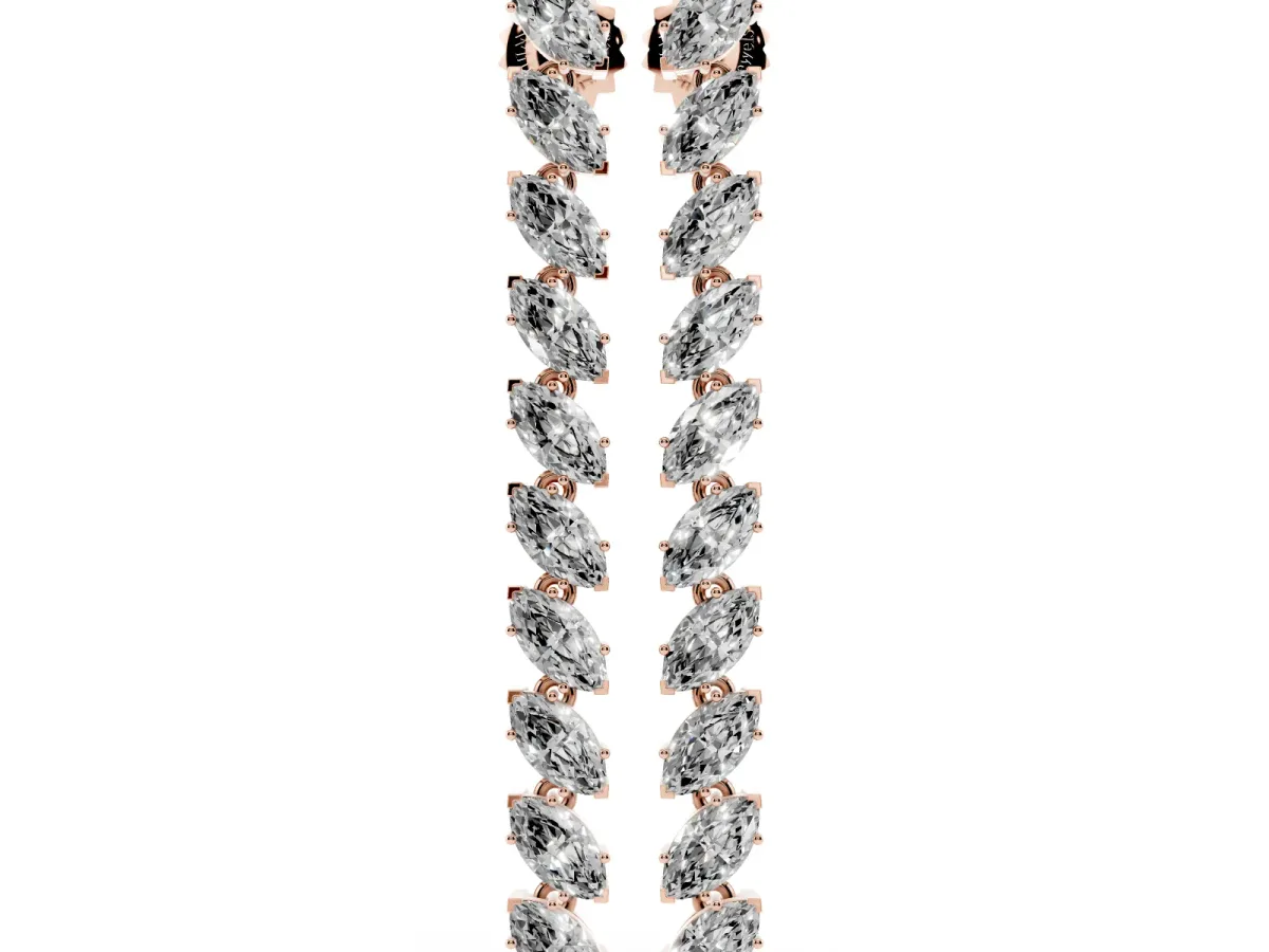 Marquise Diamond Linear Dangle Earrings Rose gold