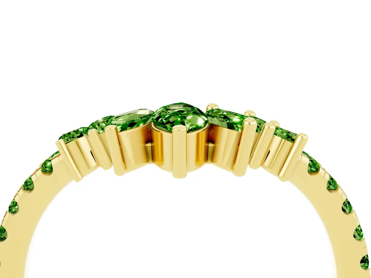 Chevron Marquise and Round Peridot Open Band with Prong Setting Yellow gold