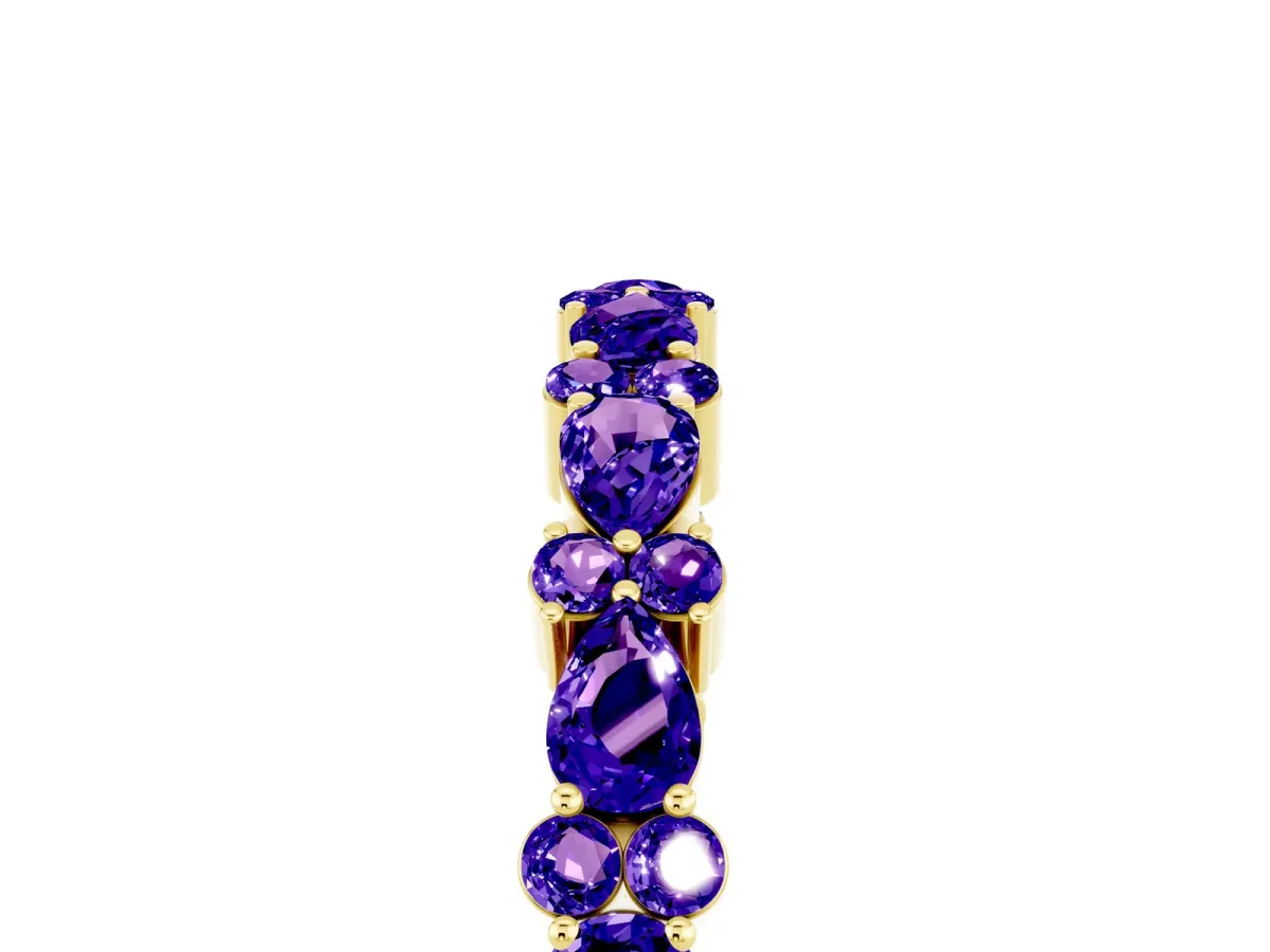 Pear and Round Tanzanite Wedding Band Yellow gold