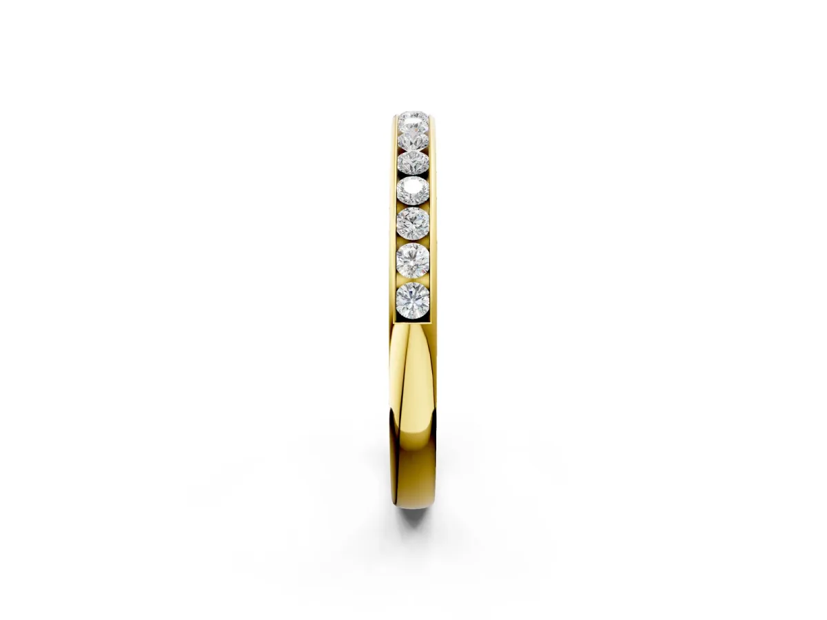Round Cut Diamond Channel Set Eternity Band Yellow gold