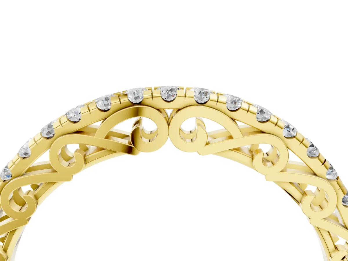 Round Cut Diamond Prong Set Eternity Band Yellow gold