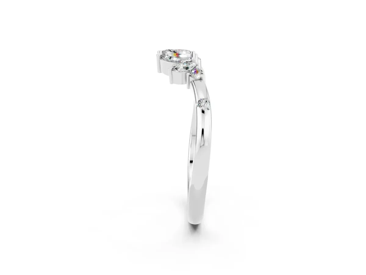 Open Marquise Cluster Moissanite Band with Prong Setting Silver
