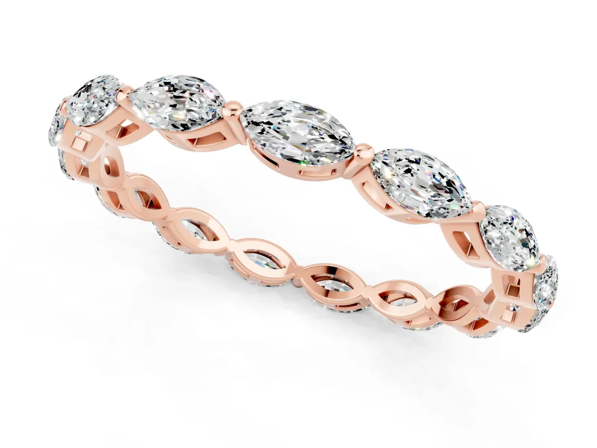 Marquise Moissanite Eternity Band with U-Prong Setting Rose gold