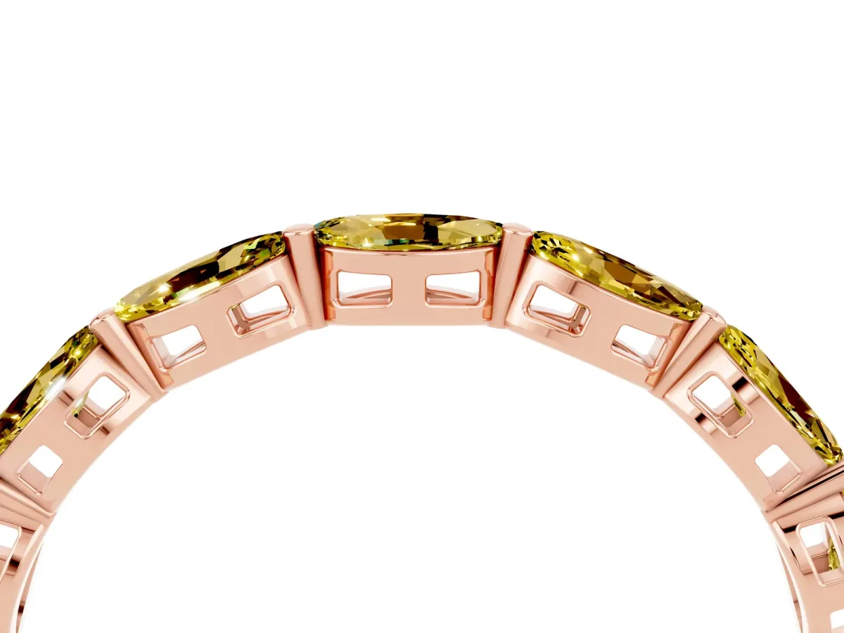 Marquise Yellow Sapphire Eternity Band with U-Prong Setting Rose gold