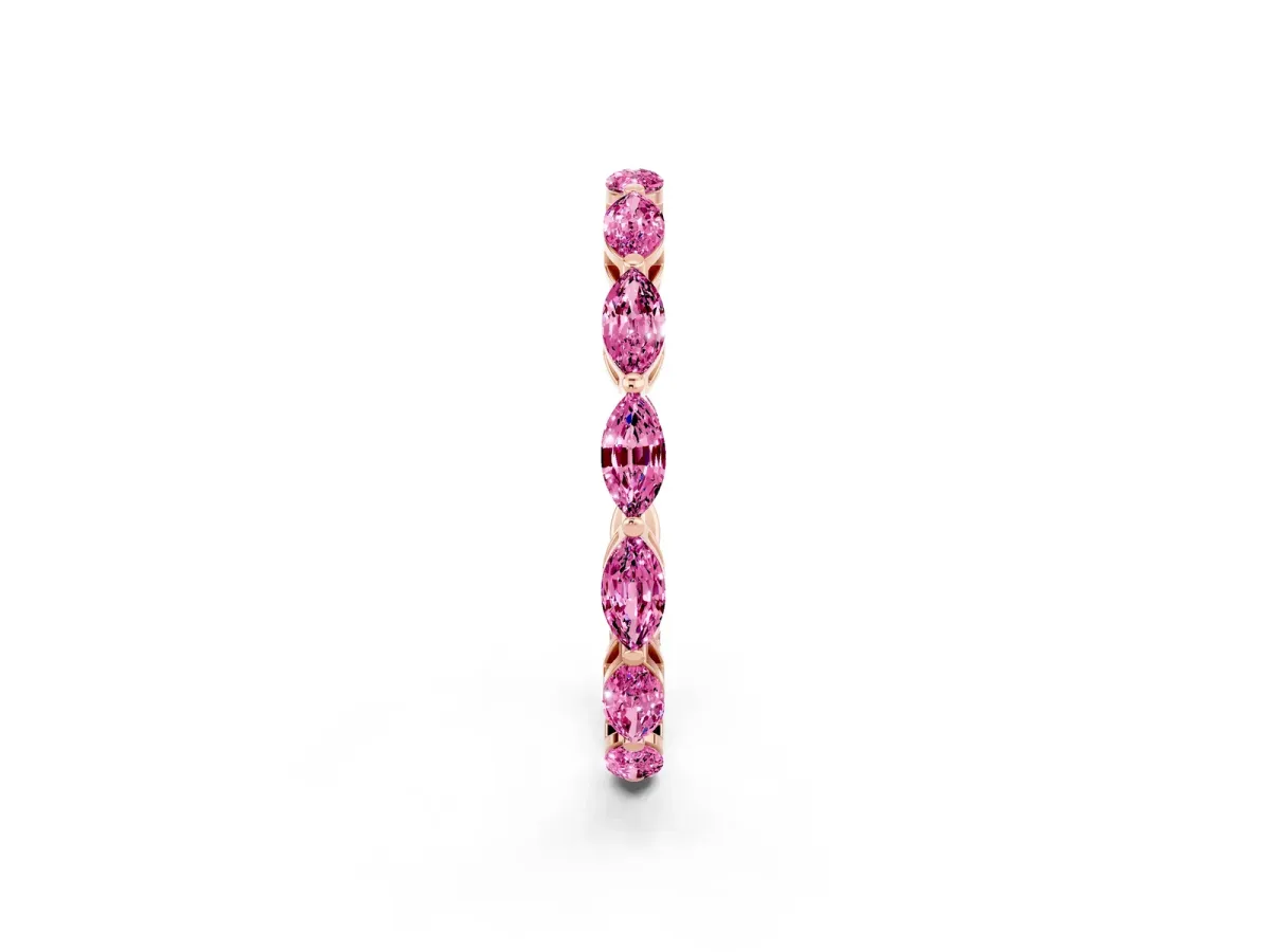 Marquise Pink Sapphire Eternity Band with U-Prong Setting Rose gold
