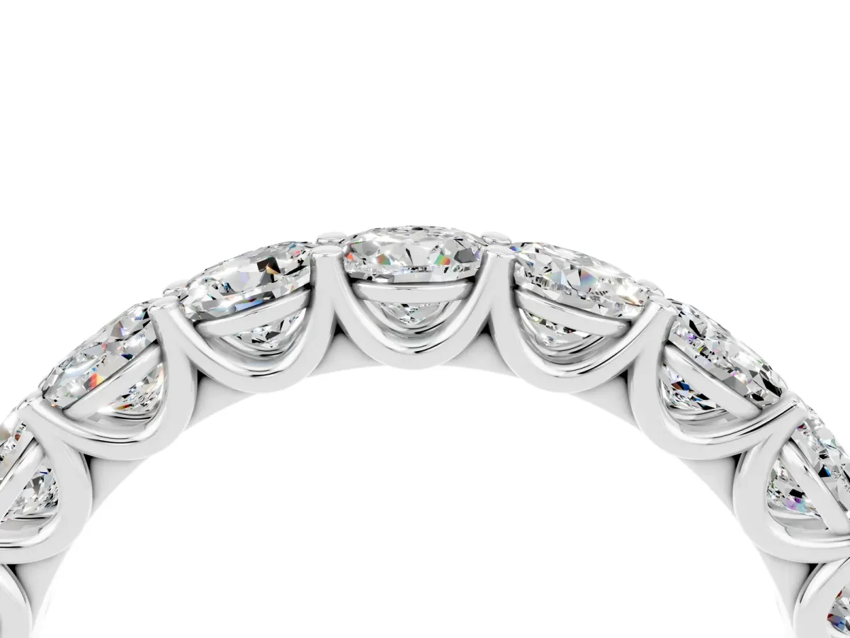 Round Moissanite Shared Prong Eternity Band Platinum