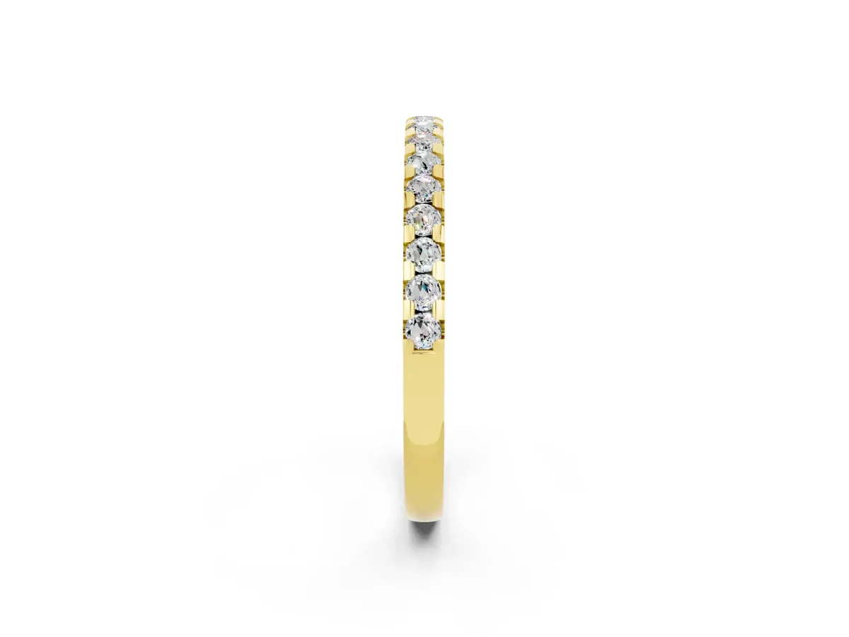 Round Moissanite Pavé Set Eternity Band with Micro Prong Setting Yellow gold