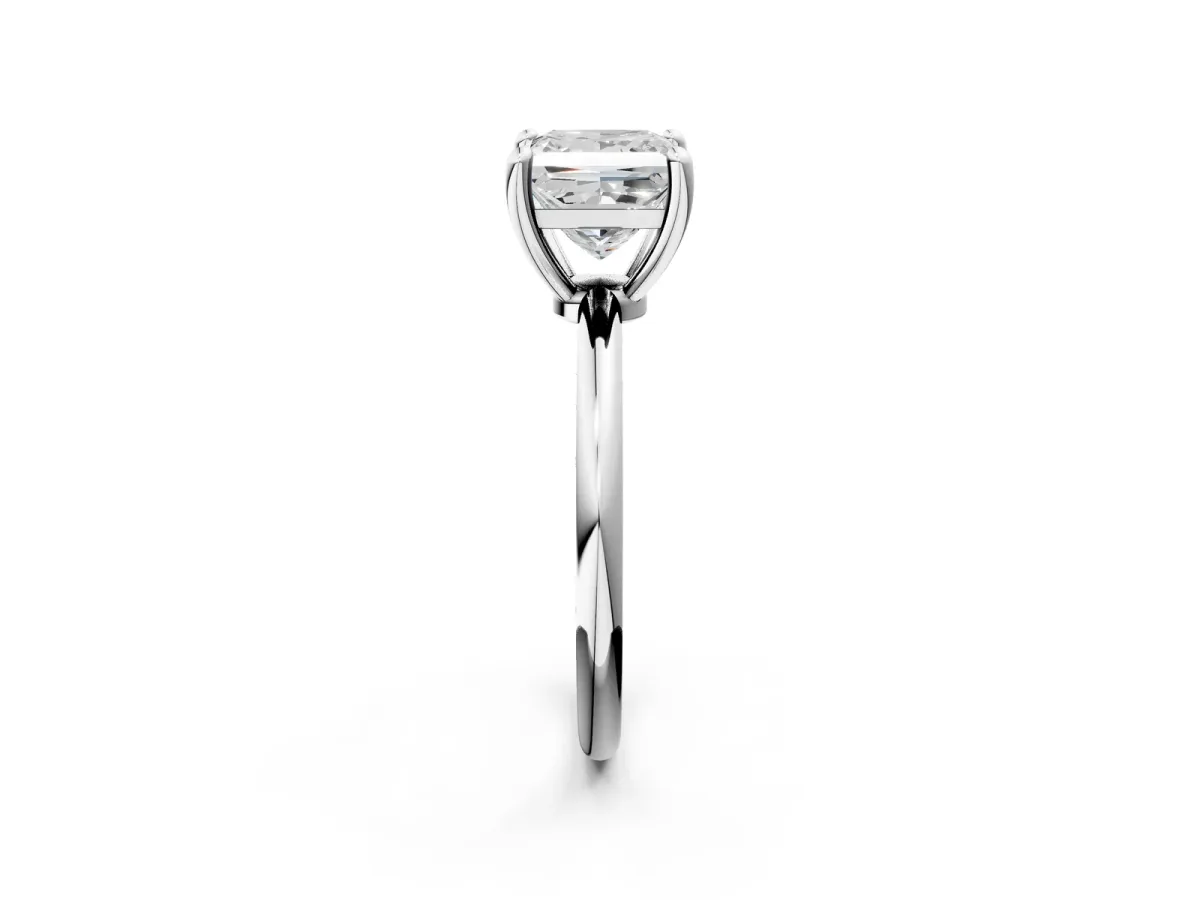 Princess Cut Solitaire Diamond Ring with 4-Prong Setting on a Classic Band Silver