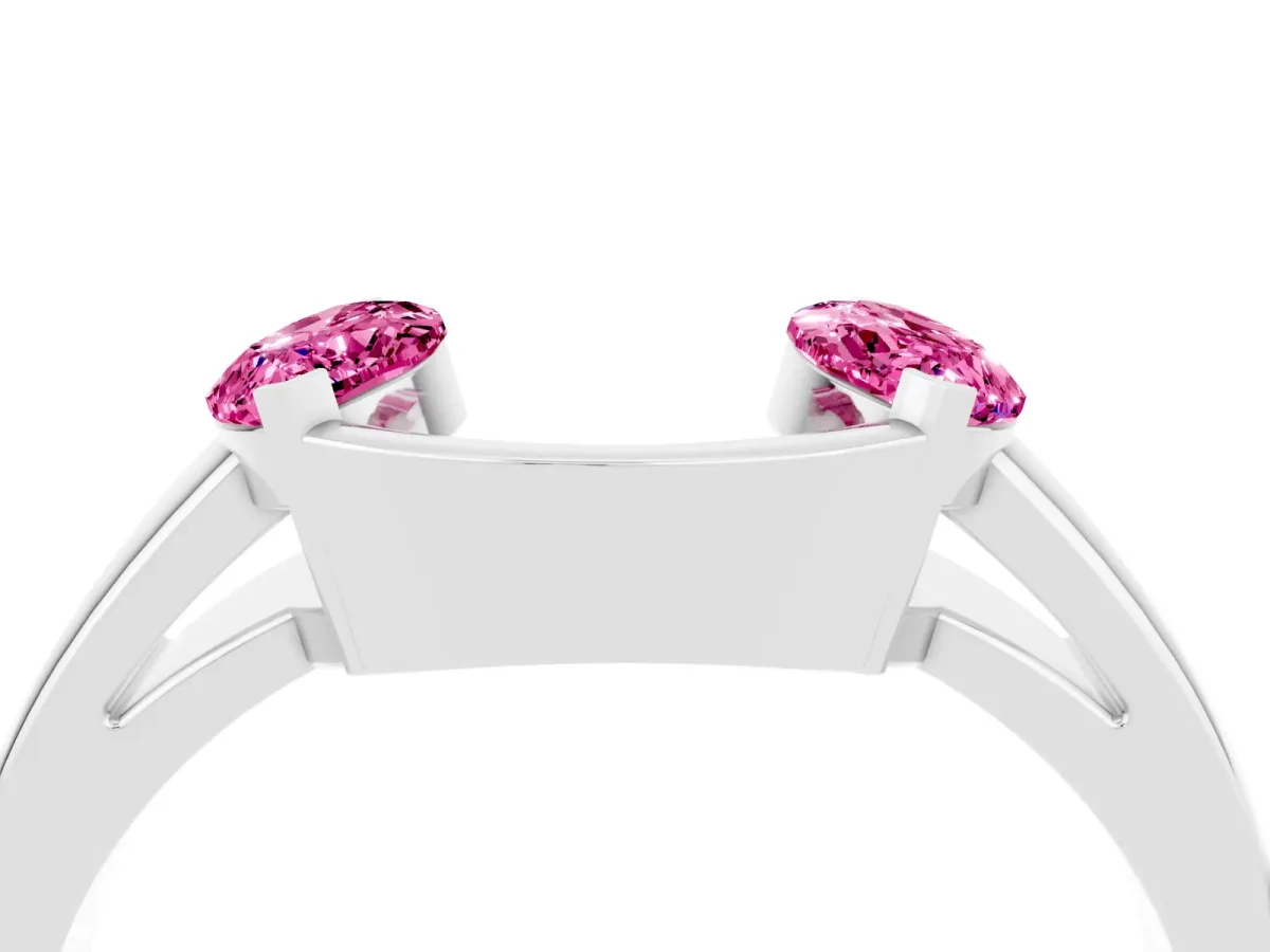 Marquise Pink Sapphire Open Band Ring with Tension Setting Platinum