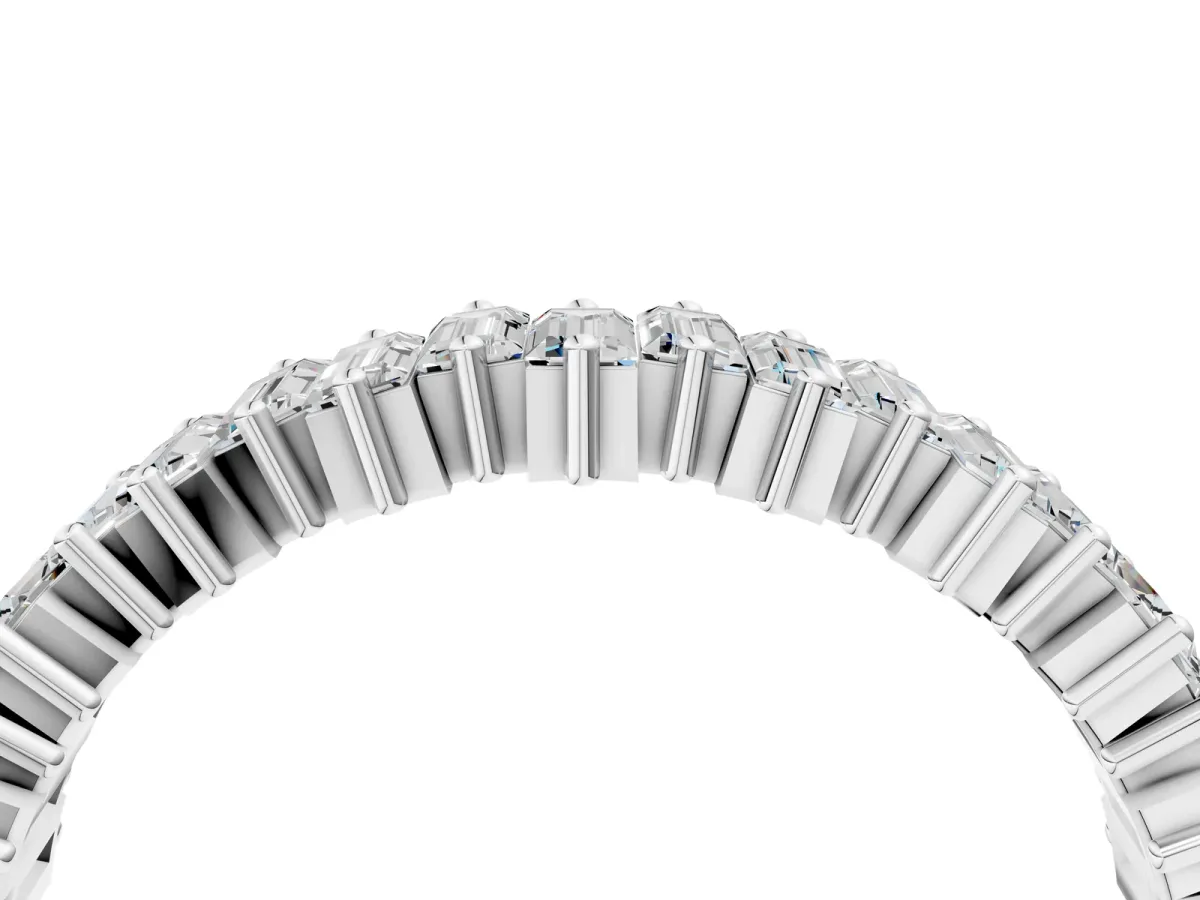 Baguette Diamond Full Eternity Ring with Prong Setting Platinum
