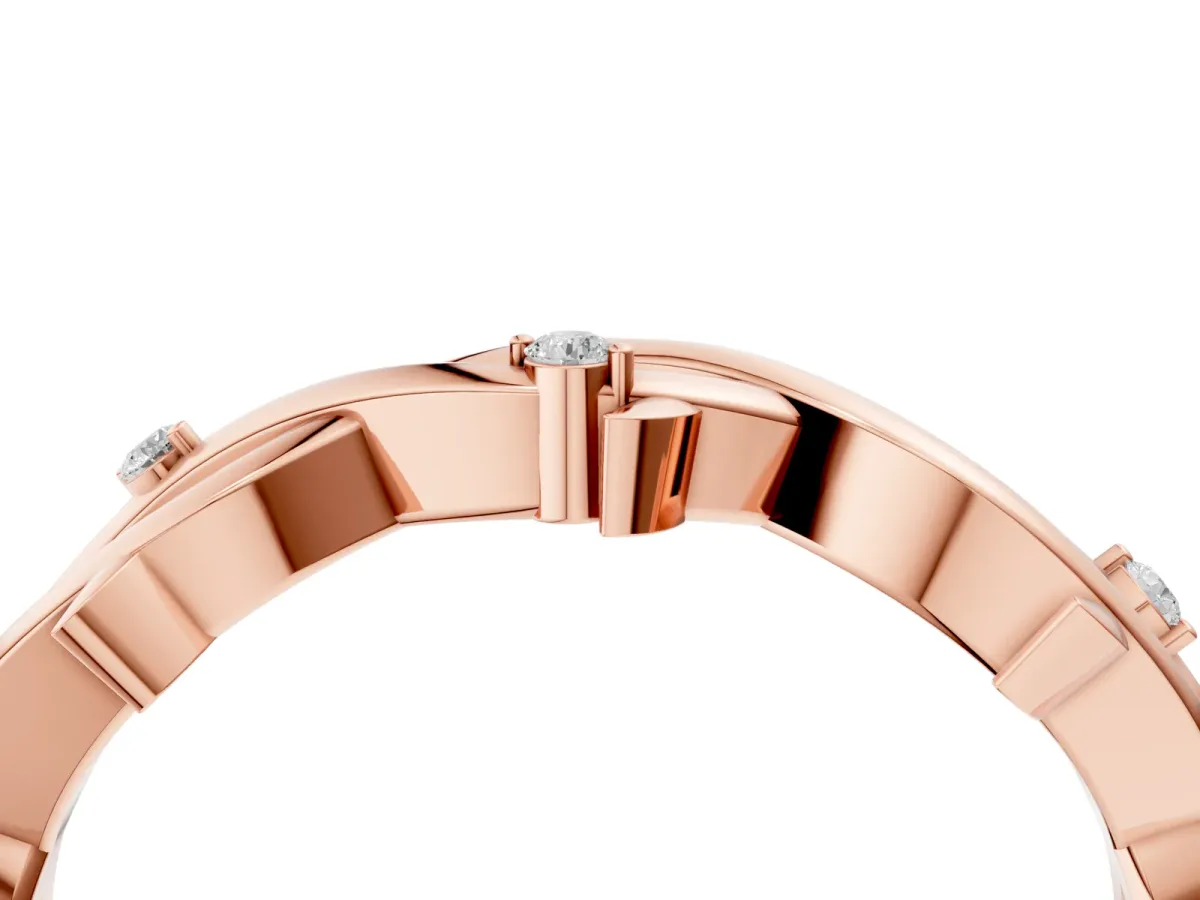 Prong Set Round Diamond Twist Band Rose gold