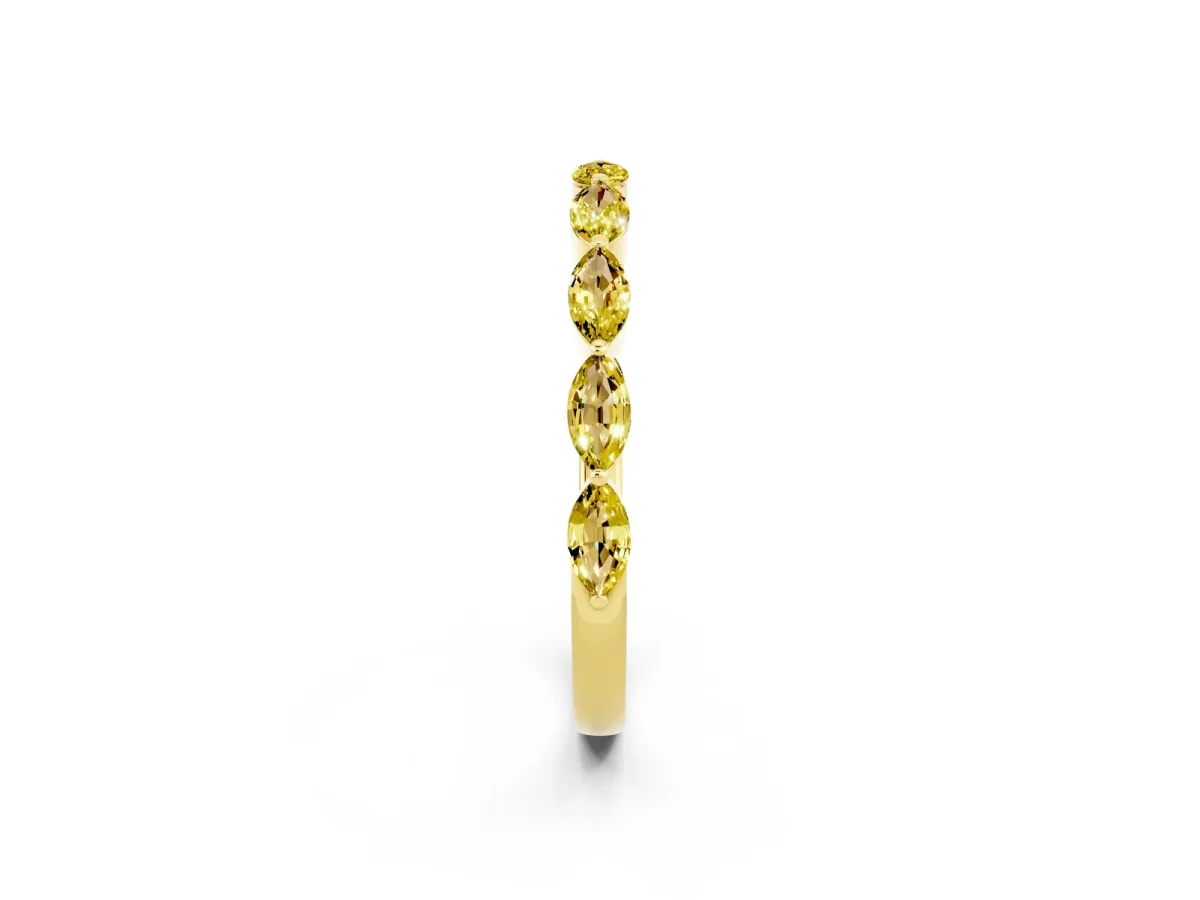 Marquise Yellow Sapphire Half Eternity Band with Prong Setting Yellow gold