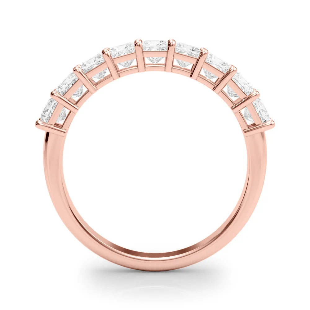 Princess Cut Diamond Prong Set Eternity Band Rose gold