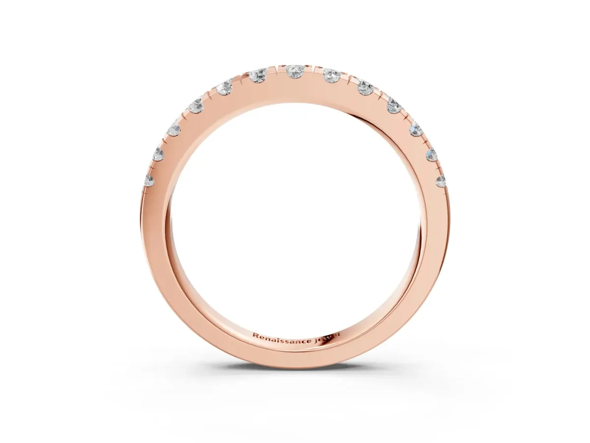 Round Diamond Pavé Set White Gold Eternity Band Rose gold