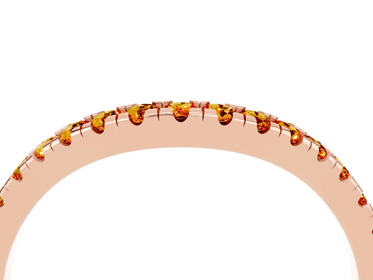 Citrine Pavé Curved Wedding Band Rose gold