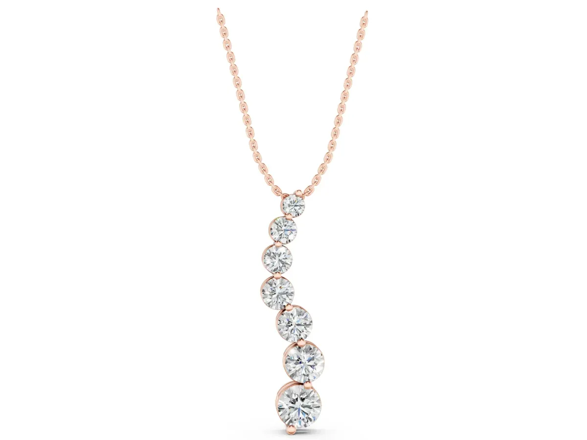 Graduated Round Prong-Set Diamond Pendant Rose gold