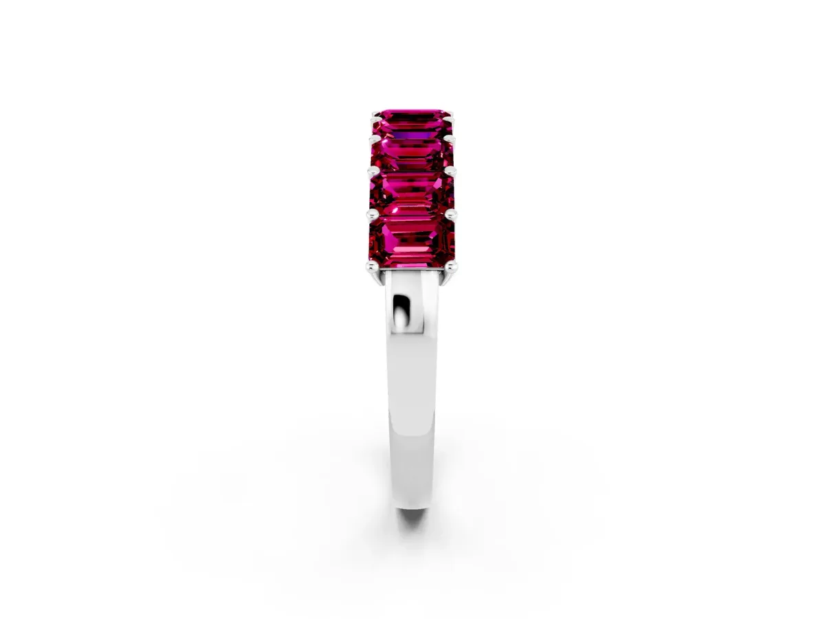 Emerald Cut Garnet Prong-Set Eternity Band Silver