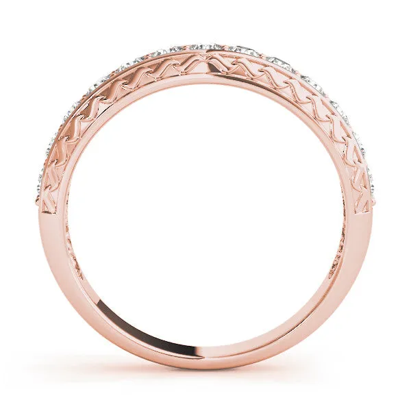 Round Diamond Channel Set Milgrain Eternity Band Rose gold