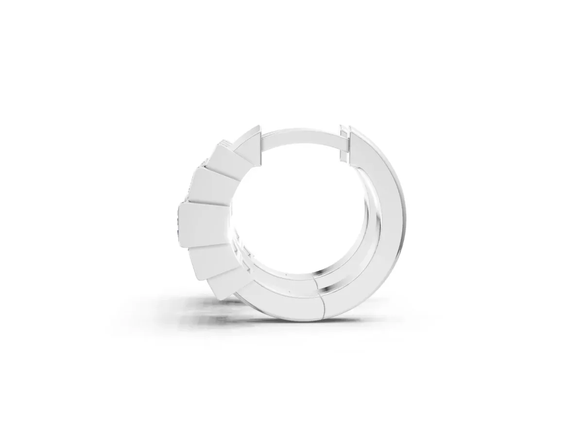 Baguette Cut Diamond Graduated Channel Set Hoop Earrings Platinum