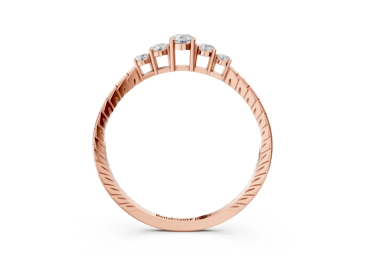 Five-Stone Round Cut Diamond Prong Set Eternity Band Rose gold