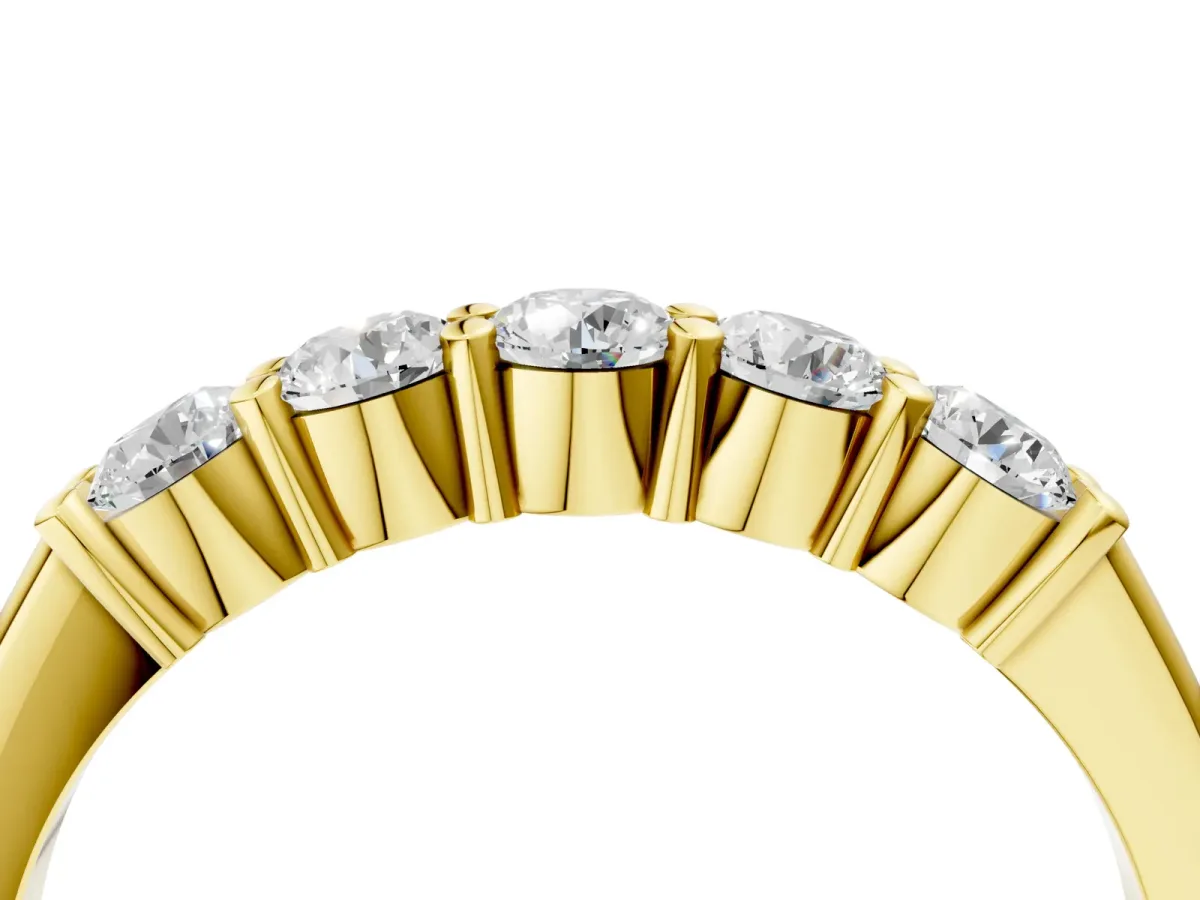 Round Cut Diamond Prong Set Half-Eternity Band Yellow gold