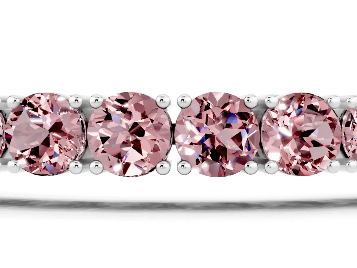 Round Brilliant Morganite Tennis Bracelet with Prong Setting Silver