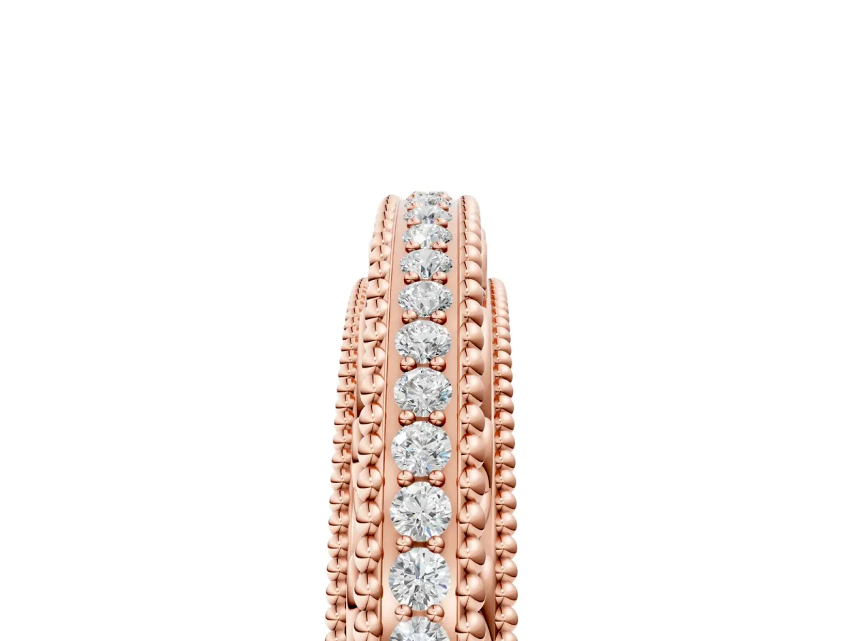 Round Diamond Pavé Milgrain White Gold Eternity Band Rose gold