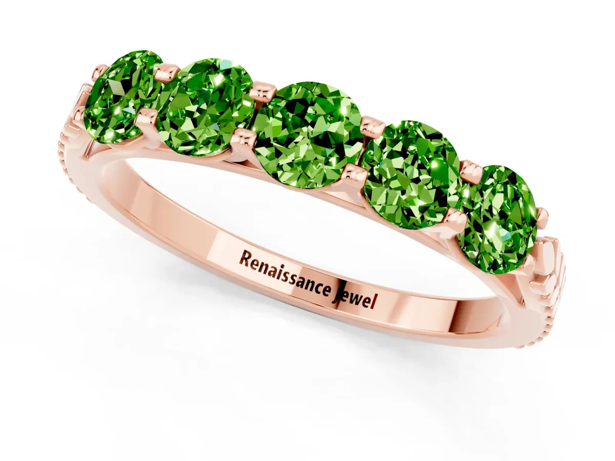 Five-Stone Round Peridot Prong-Set Band Rose gold