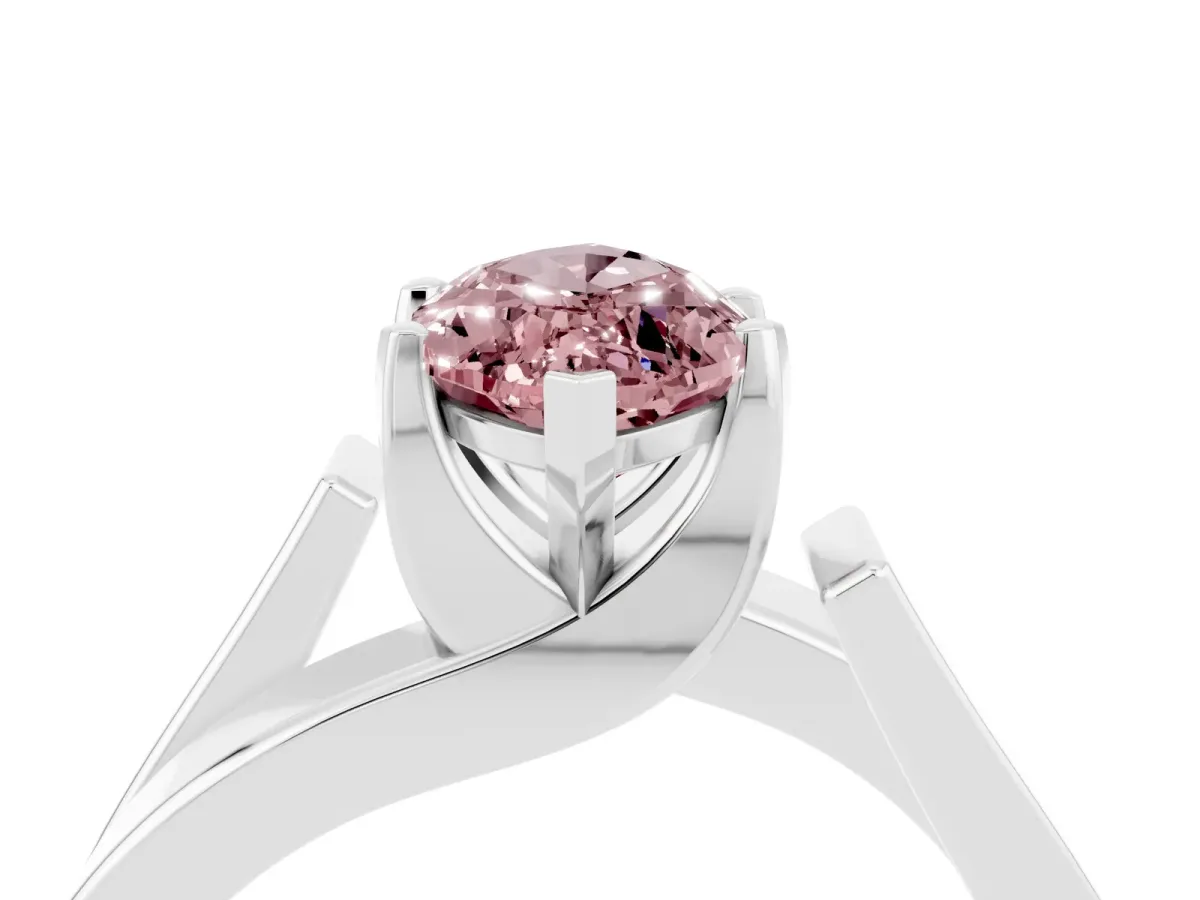 Modern Tension Set Marquise Cut Morganite Solitaire Wide Band Ring Silver