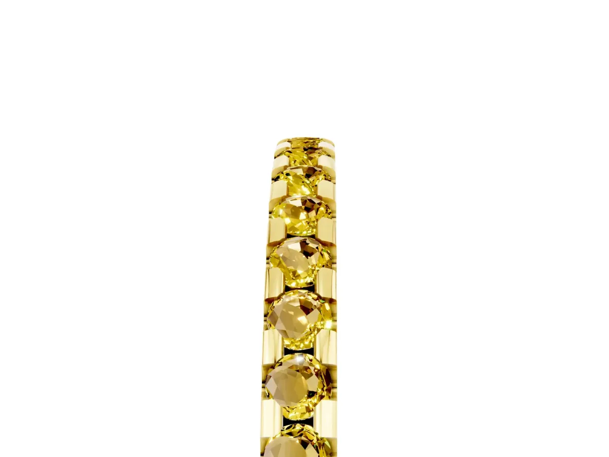 Round Yellow Sapphire Pavé Set Eternity Band with Micro Prong Setting Yellow gold
