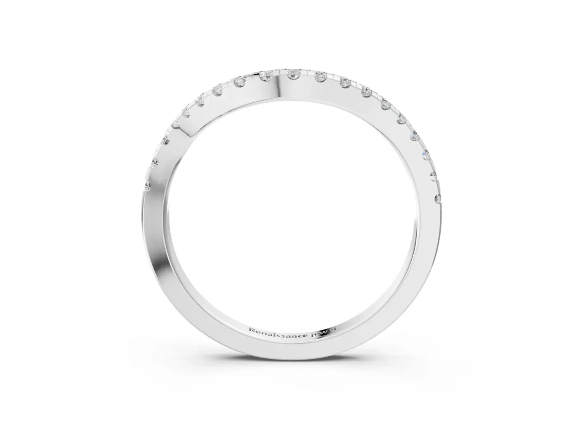 Round Diamond Pavé Twist Band with U-Prong Setting Silver