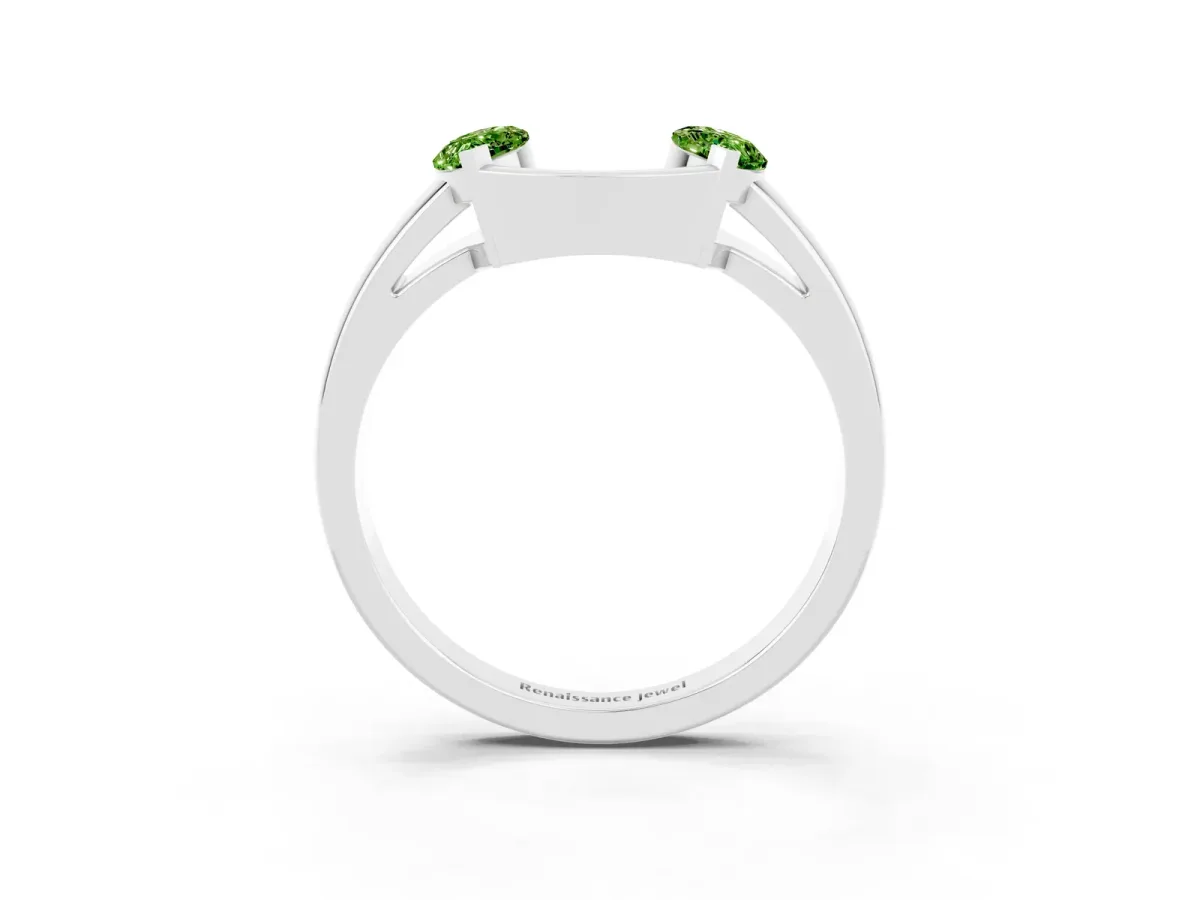 Marquise Peridot Open Band Ring with Tension Setting White gold