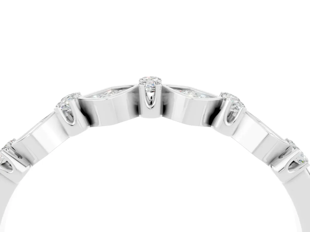 Pavé Cushion Moissanite Cluster Eternity Band with Prong Setting Platinum