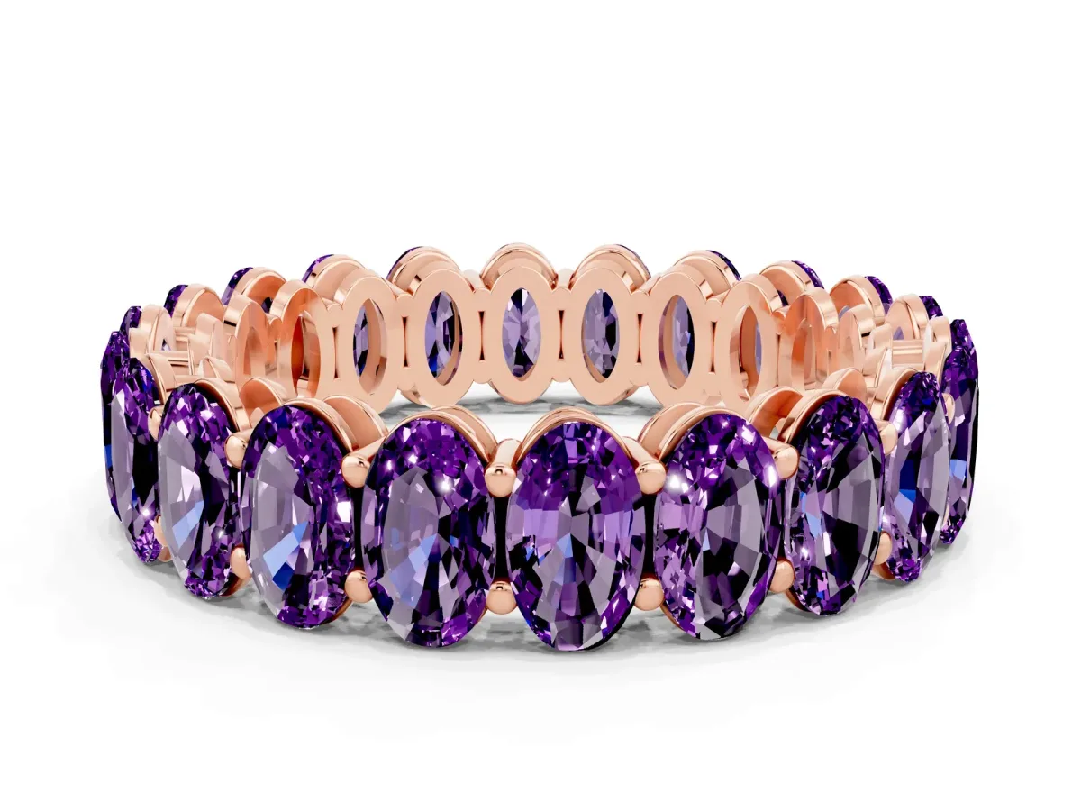Oval Cut Amethyst Eternity Band with Shared Prong Setting Rose gold