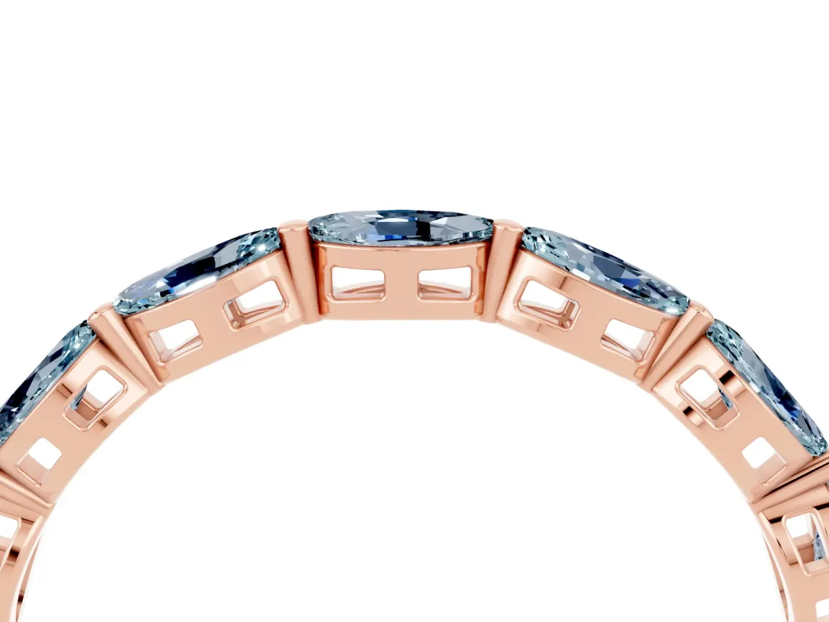 Marquise Aquamarine Eternity Band with U-Prong Setting Rose gold