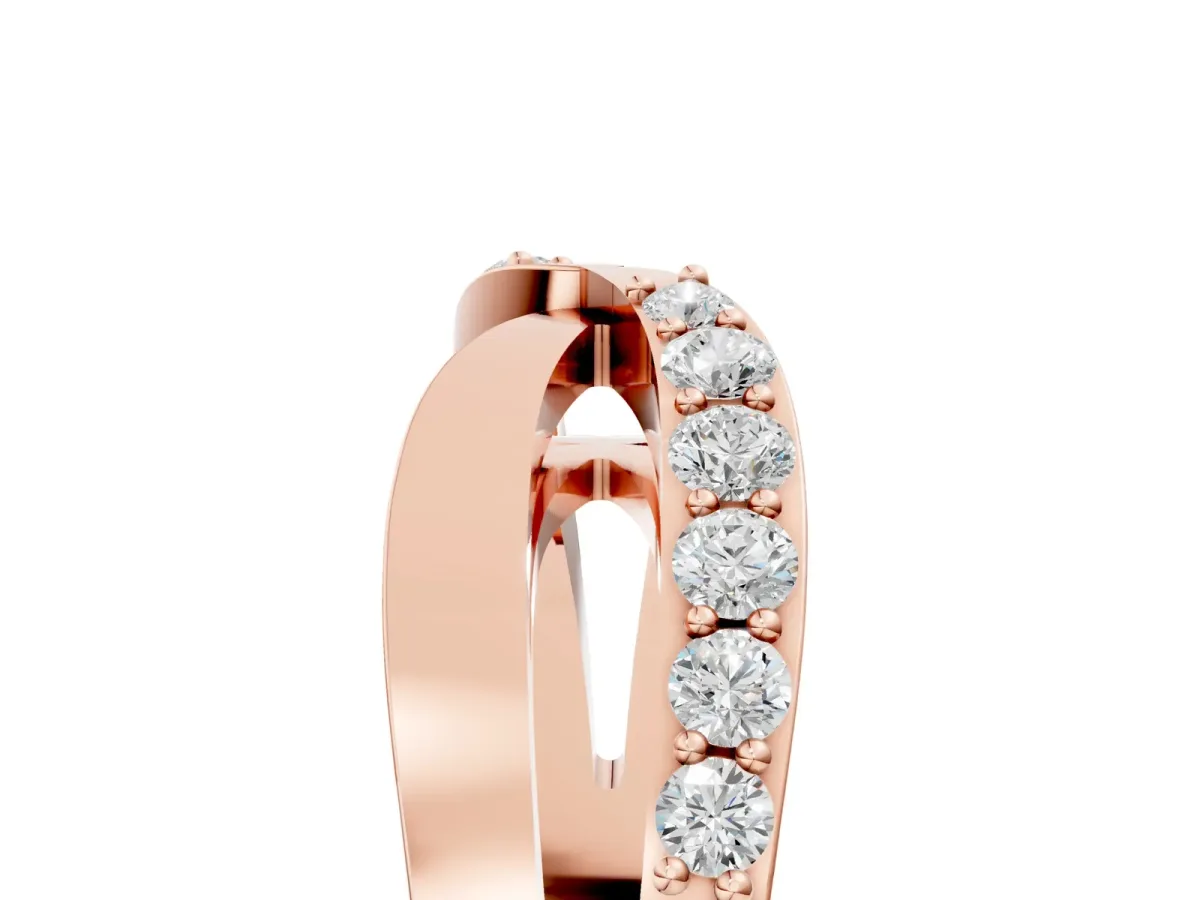 Twist Pave Round Diamond Infinity Band with Channel Setting Rose gold